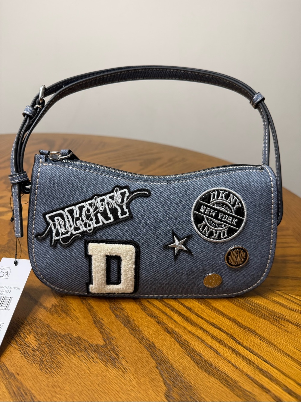 DKNY Blue Denim Patch Mini Shoulder Bag